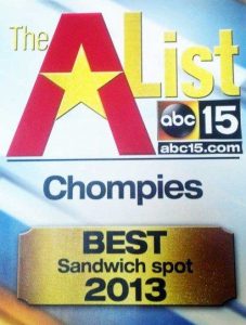 Best Sandwich Spot Restaurant Awards - 2013 - Chompie's Phoenix AZ