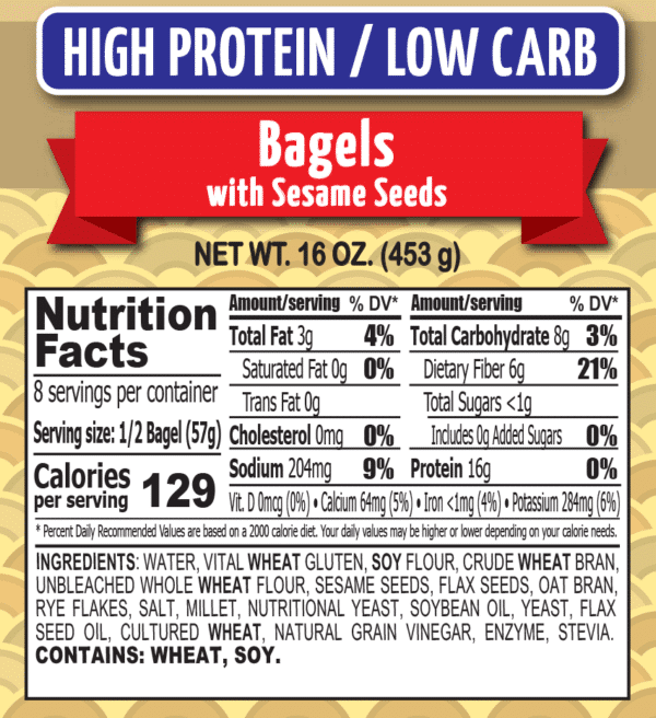 LowCarb Sesame Bagel Chompie's Restaurant, Deli, Bakery, and Catering