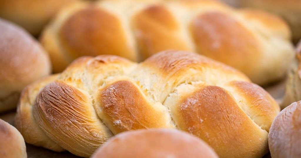 Challah bread made fresh in a bakery