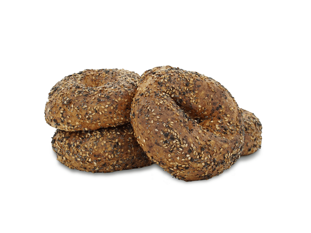 A group of Chompie's Low-Carb Everything bagels